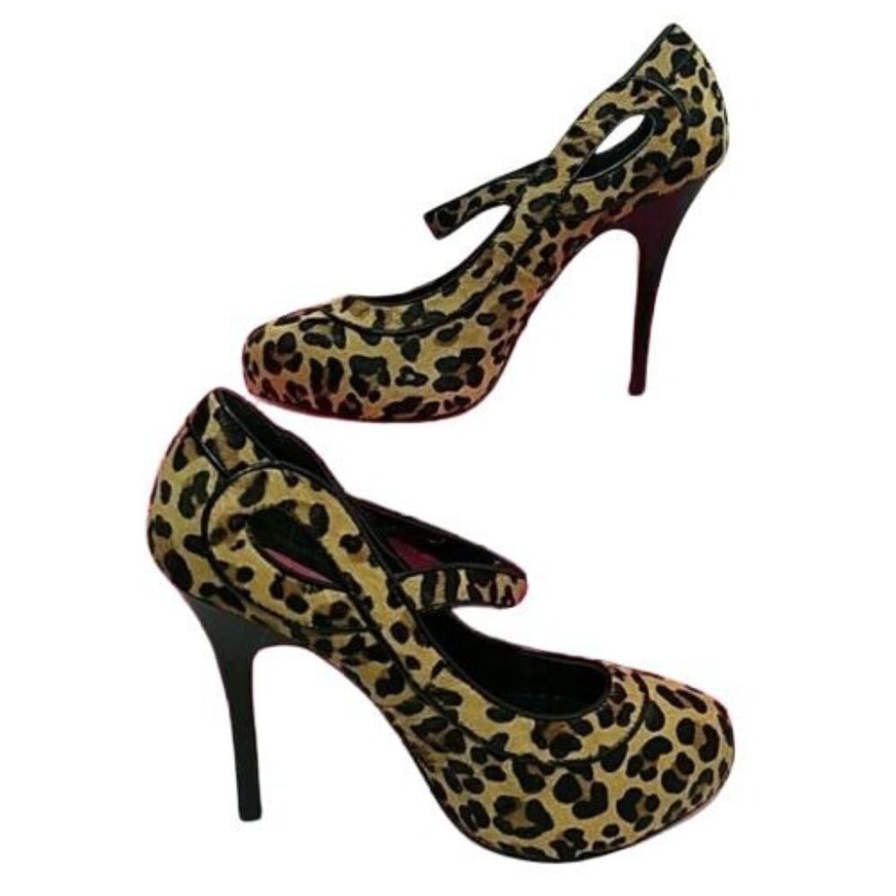 Vintage Betsey Johnson Shoes Womens Size 7 Leopard Hair Heels Stiletto Pumps